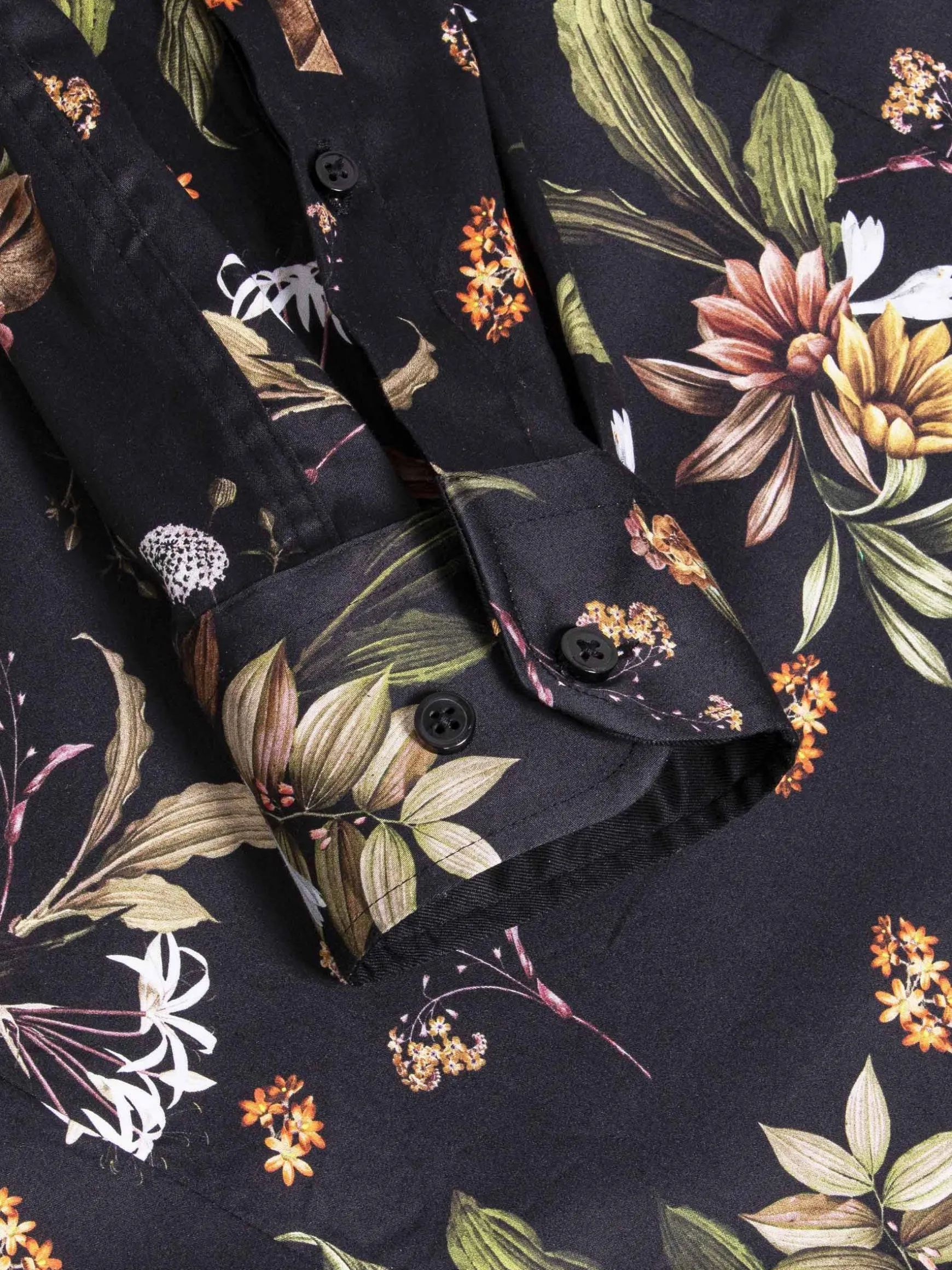 WAM DENIM Overhemd Lange Mouwen*Meru Slim Fit Floral Black Overhemd