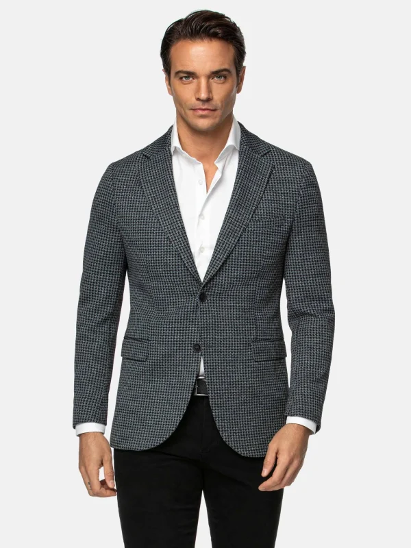 WAM DENIM Colberts & Blazers*Minerva Checked Slim Fit Black Grey Colbert