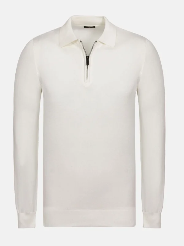 WAM DENIM Truien & Pullovers*Raglan Half Zip Closer White Pullover