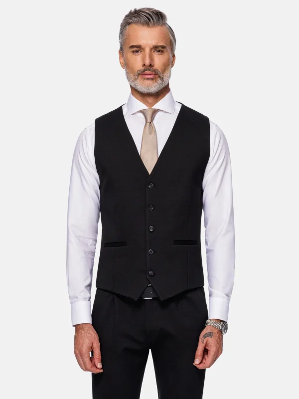 WAM DENIM Pakken & Maatwerk*Red Wood Glen Check Slim Fit Dark Red Black Suit Gilet