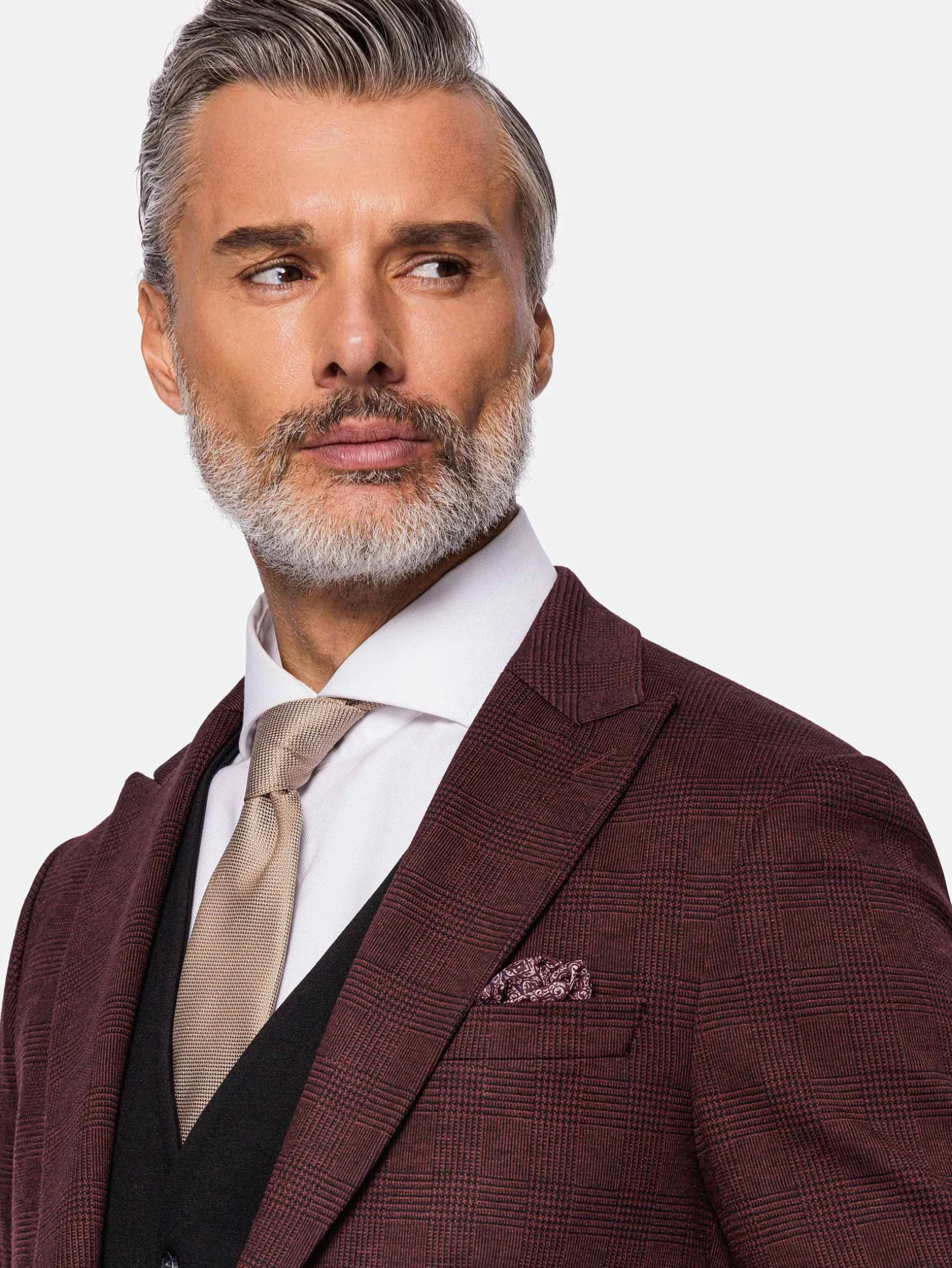 WAM DENIM Pakken & Maatwerk*Red Wood Wide Lapel Dark Red Black Suit Colbert