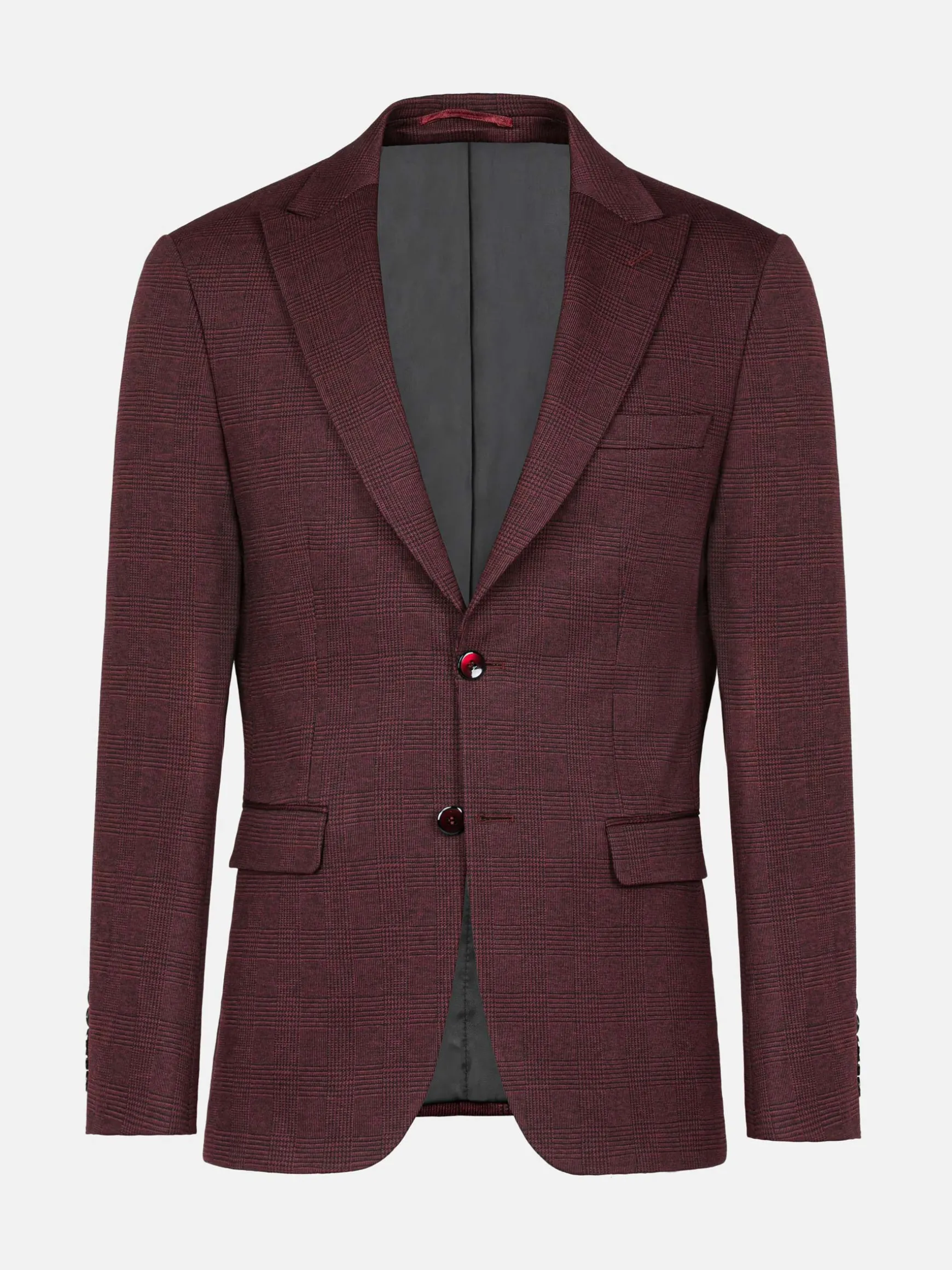 WAM DENIM Pakken & Maatwerk*Red Wood Wide Lapel Dark Red Black Suit Colbert
