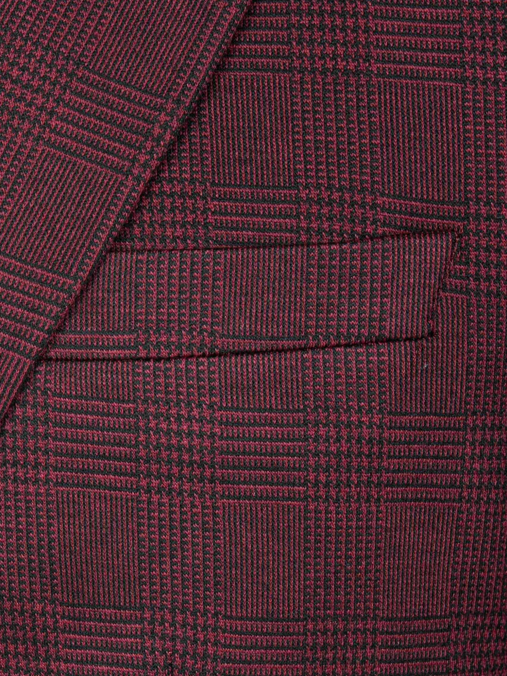 WAM DENIM Pakken & Maatwerk*Red Wood Wide Lapel Dark Red Black Suit Colbert