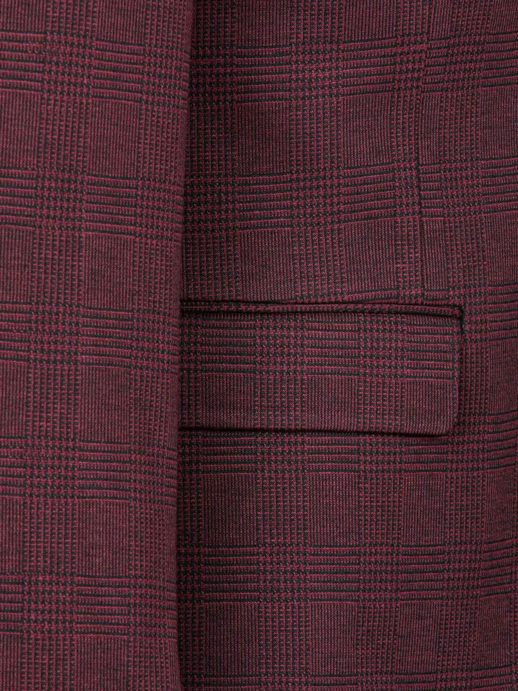 WAM DENIM Pakken & Maatwerk*Red Wood Wide Lapel Dark Red Black Suit Colbert