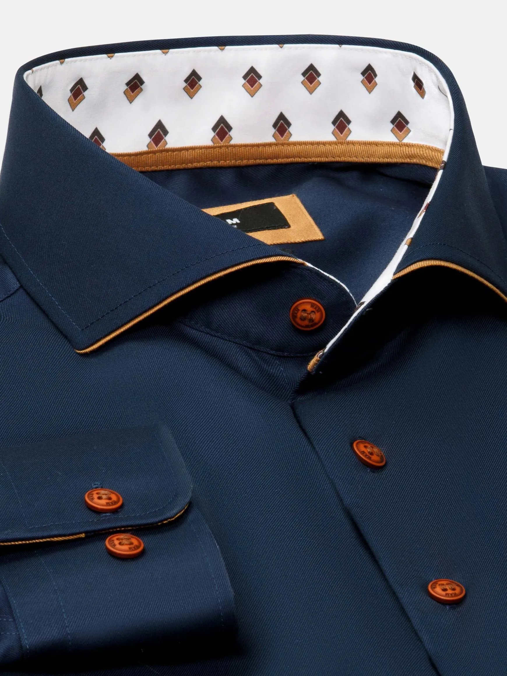 WAM DENIM Overhemd Lange Mouwen*Renzo Navy Non-Iron Business Overhemd