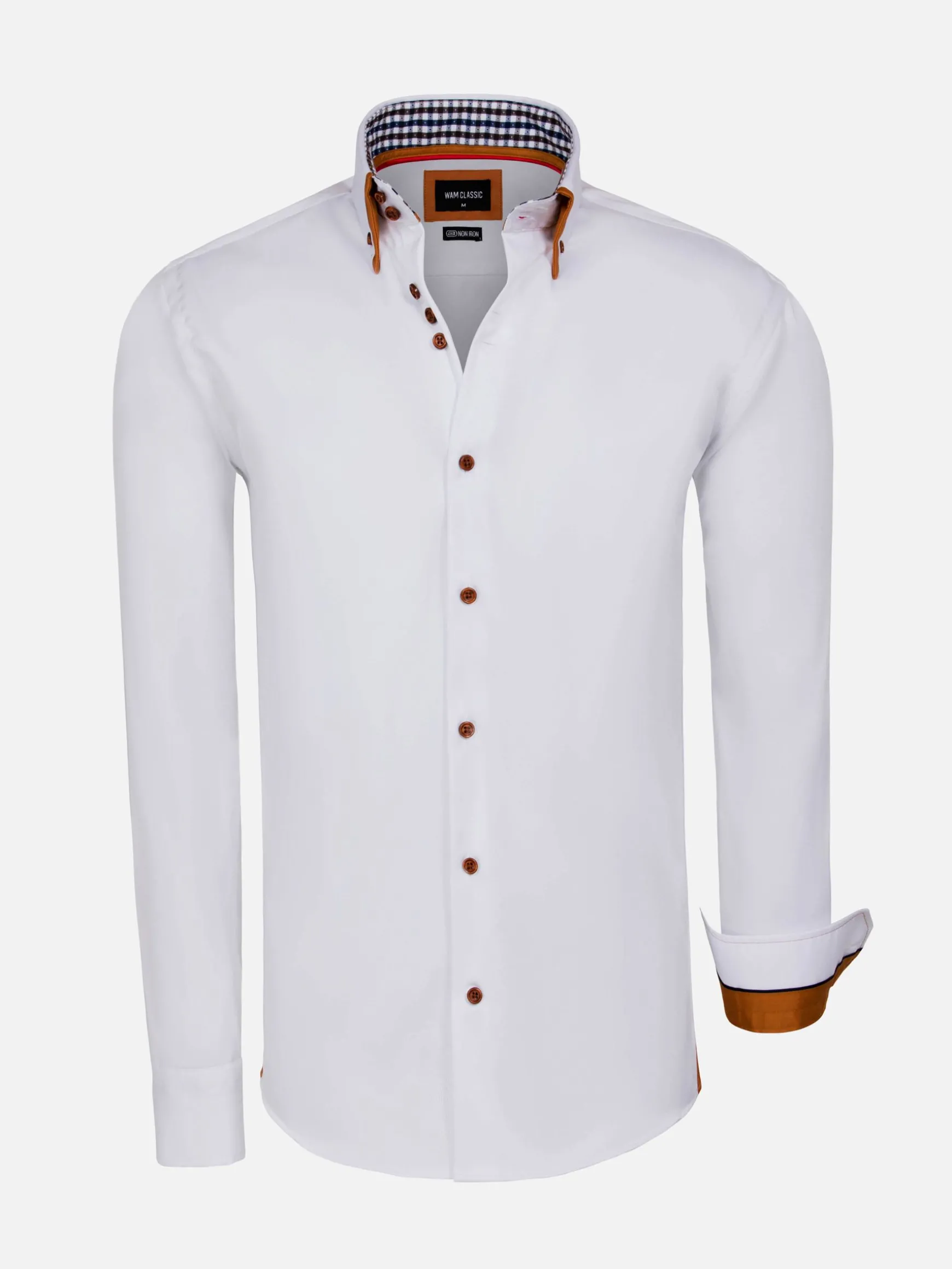 WAM DENIM Overhemd Lange Mouwen*Romney Solid White Overhemd Lange Mouw