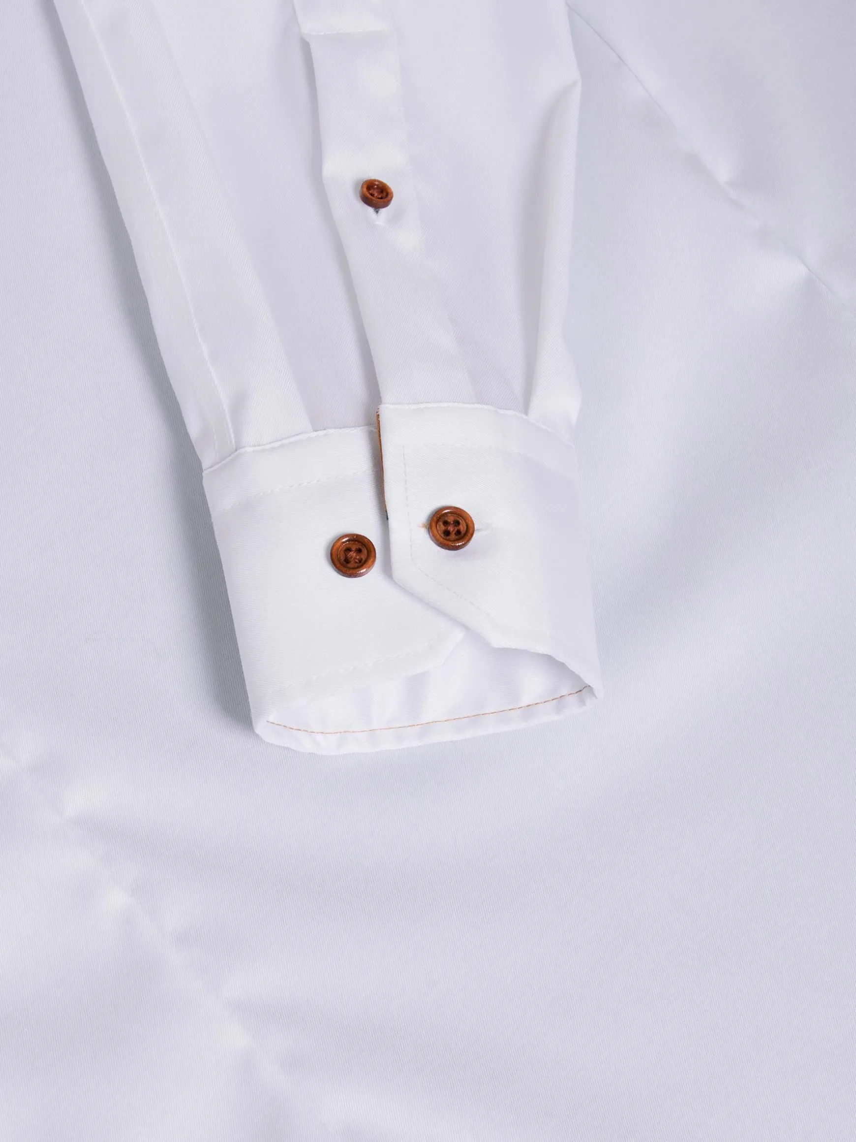 WAM DENIM Overhemd Lange Mouwen*Romney Solid White Overhemd Lange Mouw