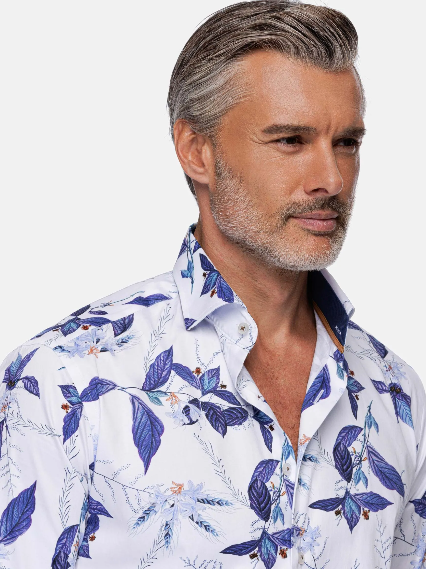 WAM DENIM Overhemd Lange Mouwen*Santorini White Floral Print Overhemd Lange Mouw