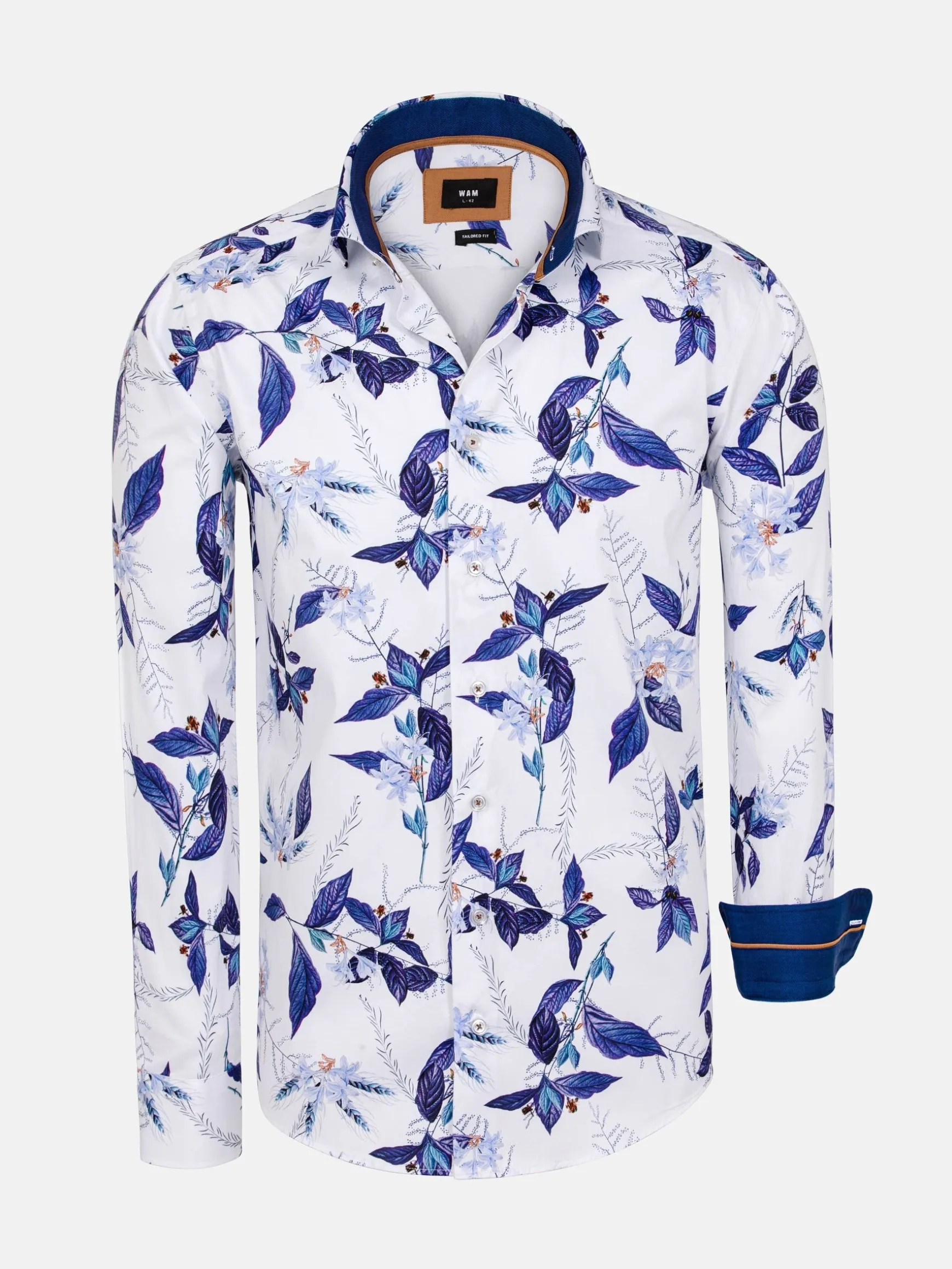 WAM DENIM Overhemd Lange Mouwen*Santorini White Floral Print Overhemd Lange Mouw