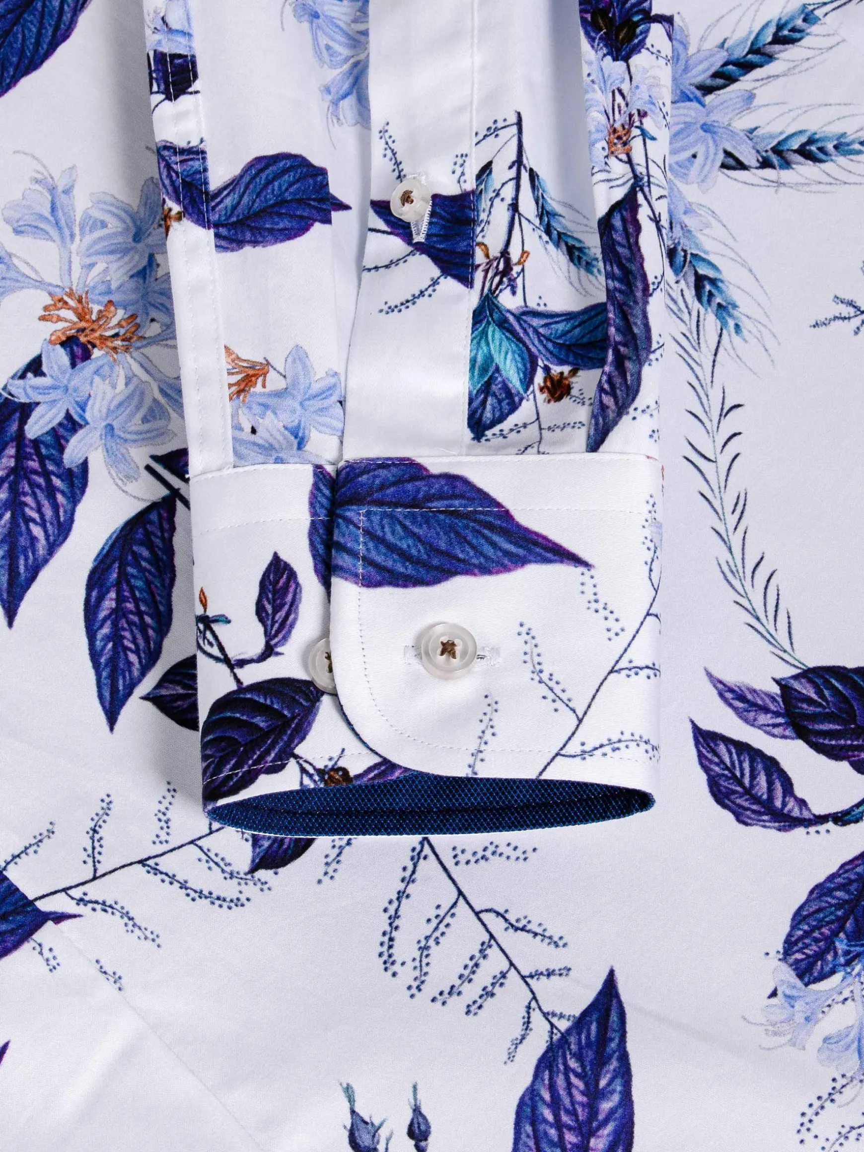 WAM DENIM Overhemd Lange Mouwen*Santorini White Floral Print Overhemd Lange Mouw