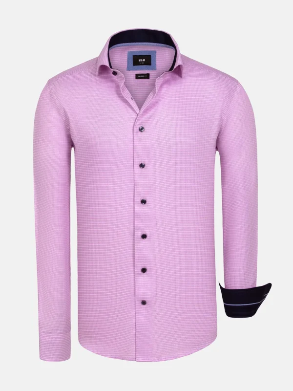 WAM DENIM Overhemd Lange Mouwen*Sky Lake Pink Micro Patterned Overhemd Lange Mouw