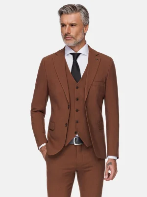 WAM DENIM Pakken & Maatwerk*Slim Fit Brown Textured Colbert