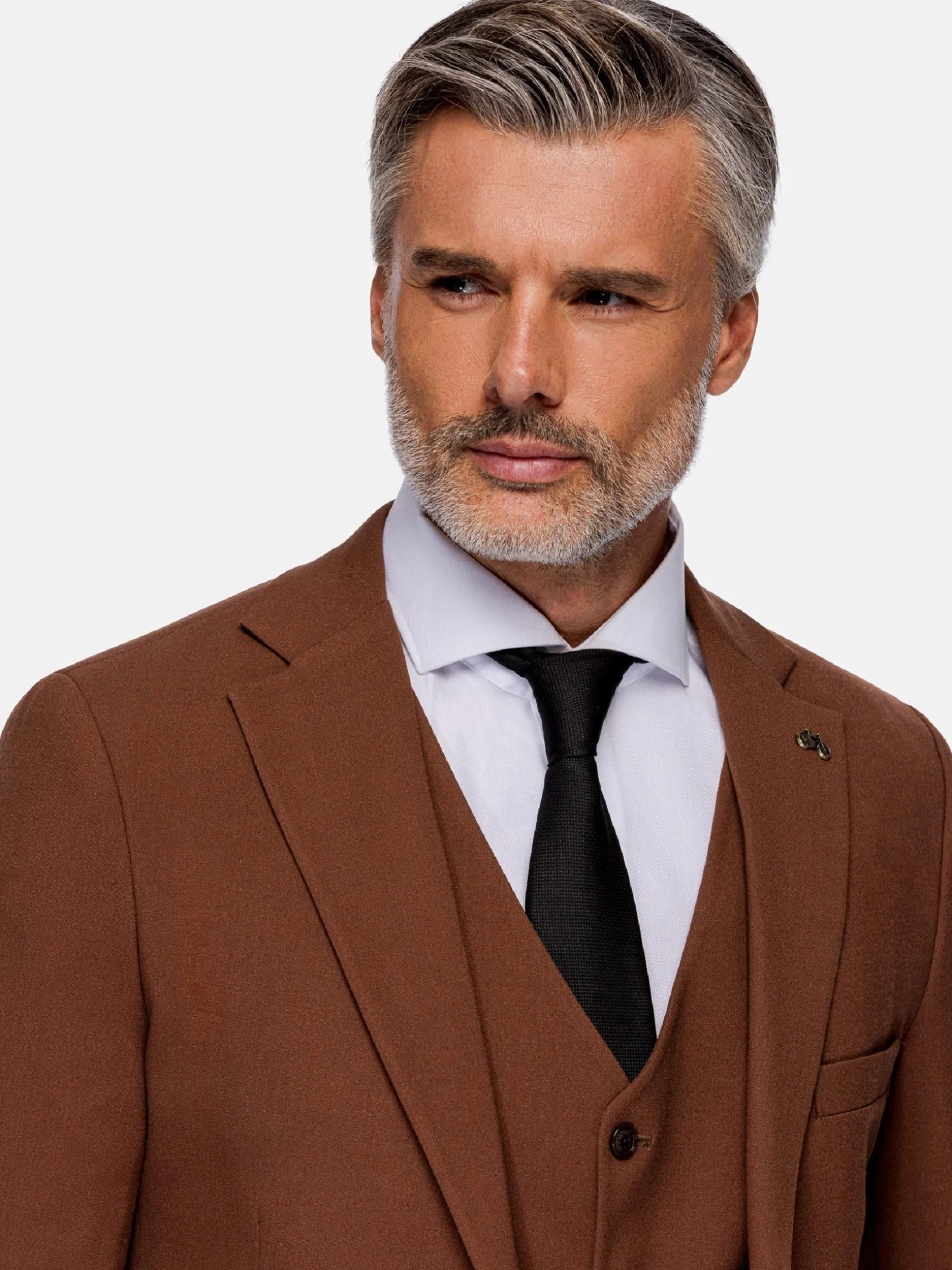 WAM DENIM Pakken & Maatwerk*Slim Fit Brown Textured Colbert