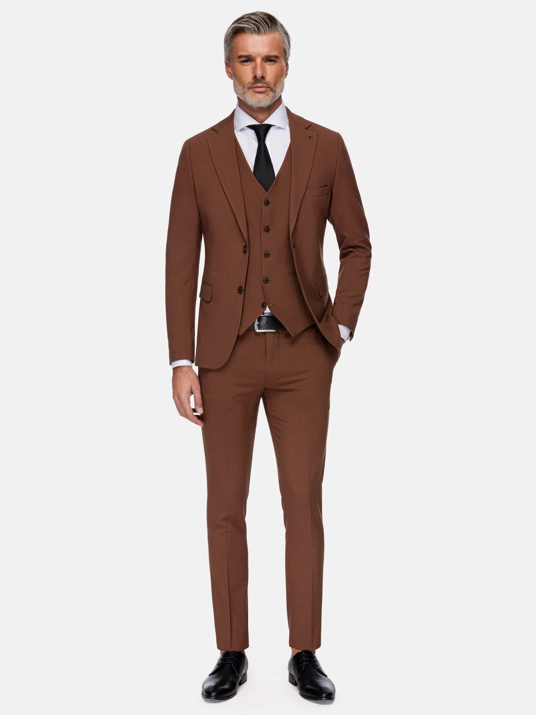 WAM DENIM Pakken & Maatwerk*Slim Fit Brown Textured Colbert