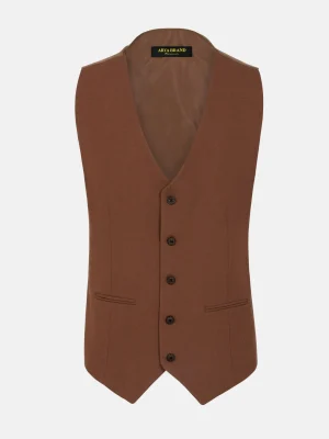 WAM DENIM Pakken & Maatwerk*Slim Fit Textured Brown Vest