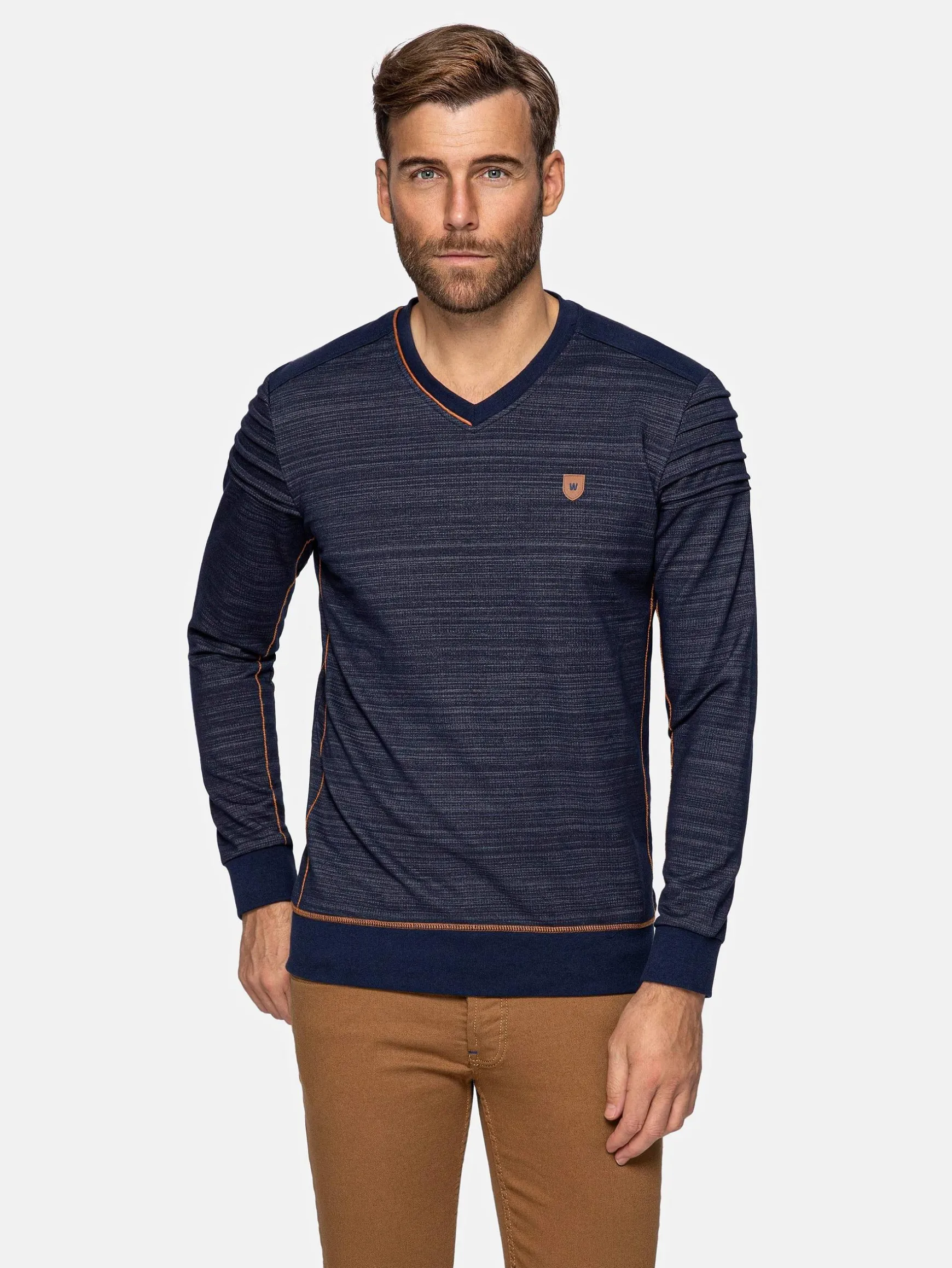 WAM DENIM Sweaters & Vesten*Stavanger V-Neck Navy Sweater