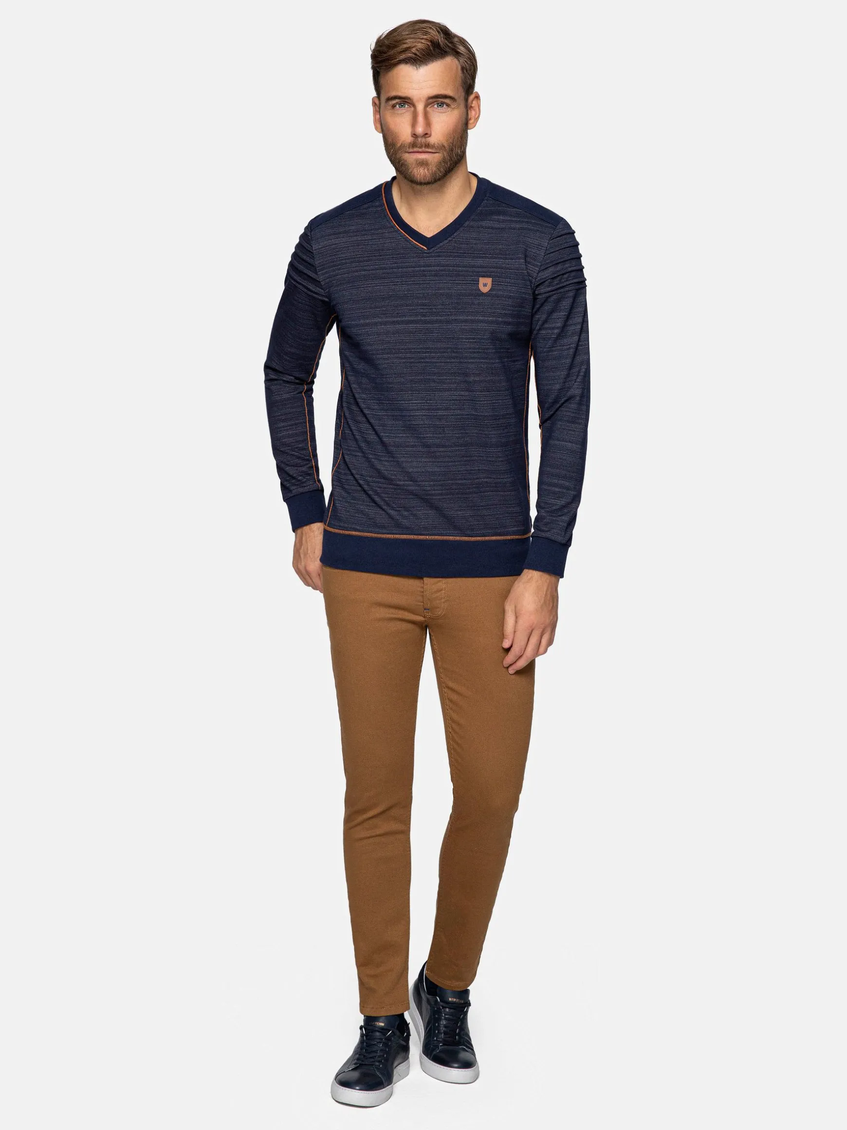 WAM DENIM Sweaters & Vesten*Stavanger V-Neck Navy Sweater