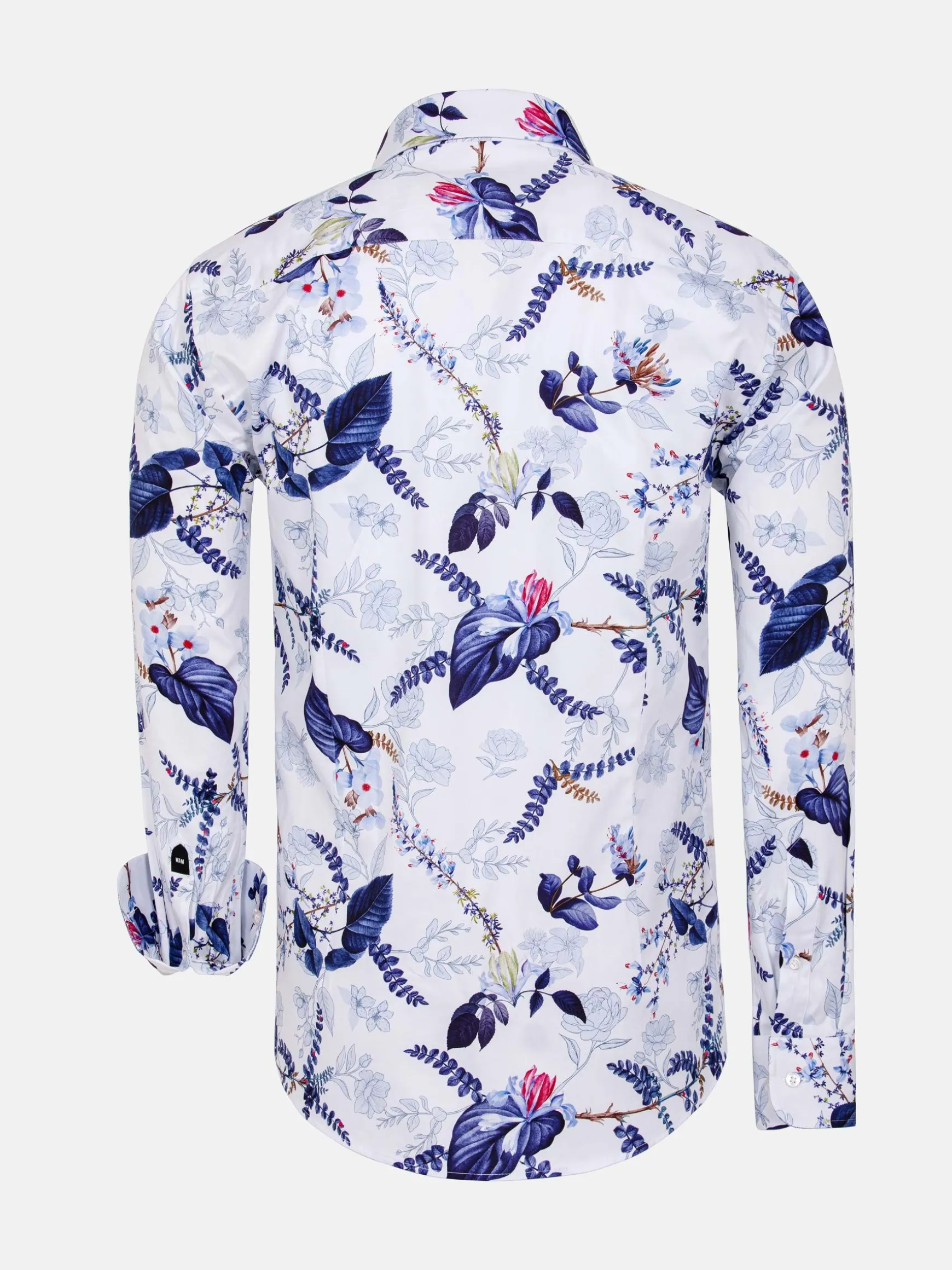 WAM DENIM Overhemd Lange Mouwen*Sullivan White Floral Print Overhemd Lange Mouw