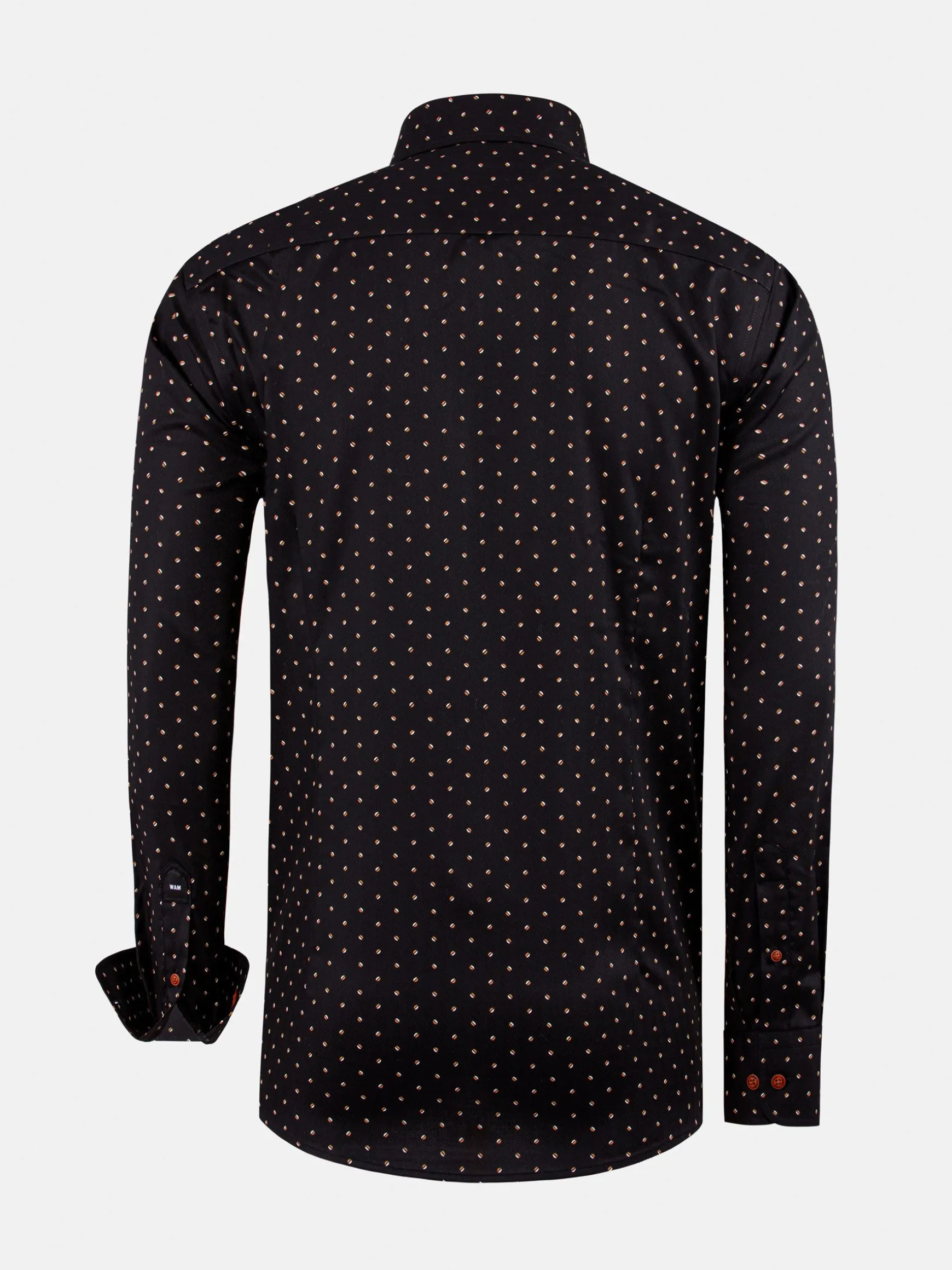 WAM DENIM Overhemd Lange Mouwen*Verdantia Coffee Bean Pattern Black Overhemd Lange Mouw