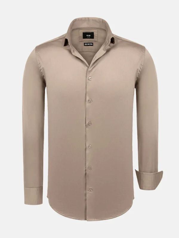 WAM DENIM Overhemd Lange Mouwen*William Beige Slim Fit Men’s Cotton Overhemd