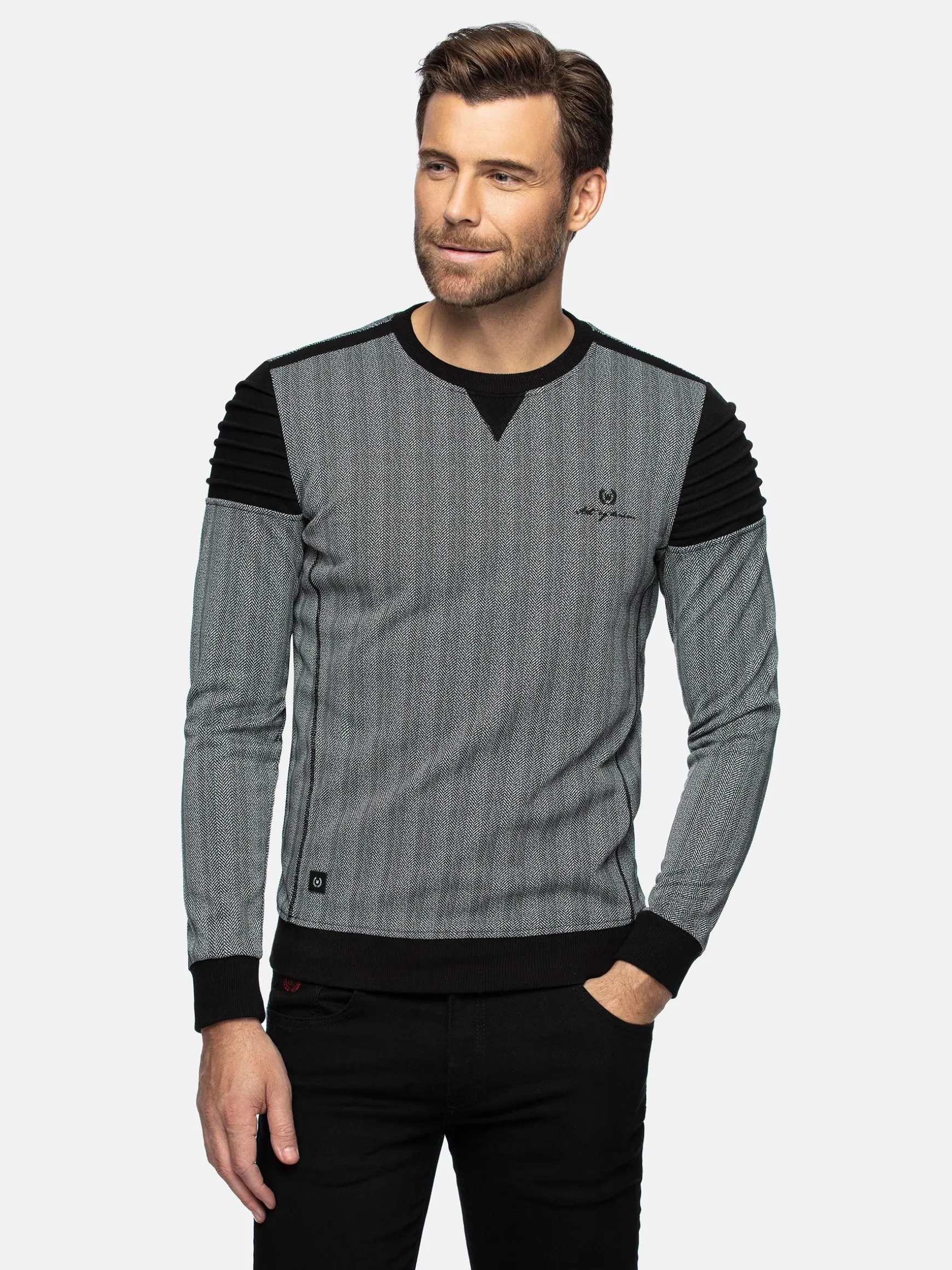 WAM DENIM Sweaters & Vesten*Zaire Crew Neck Grey Sweater