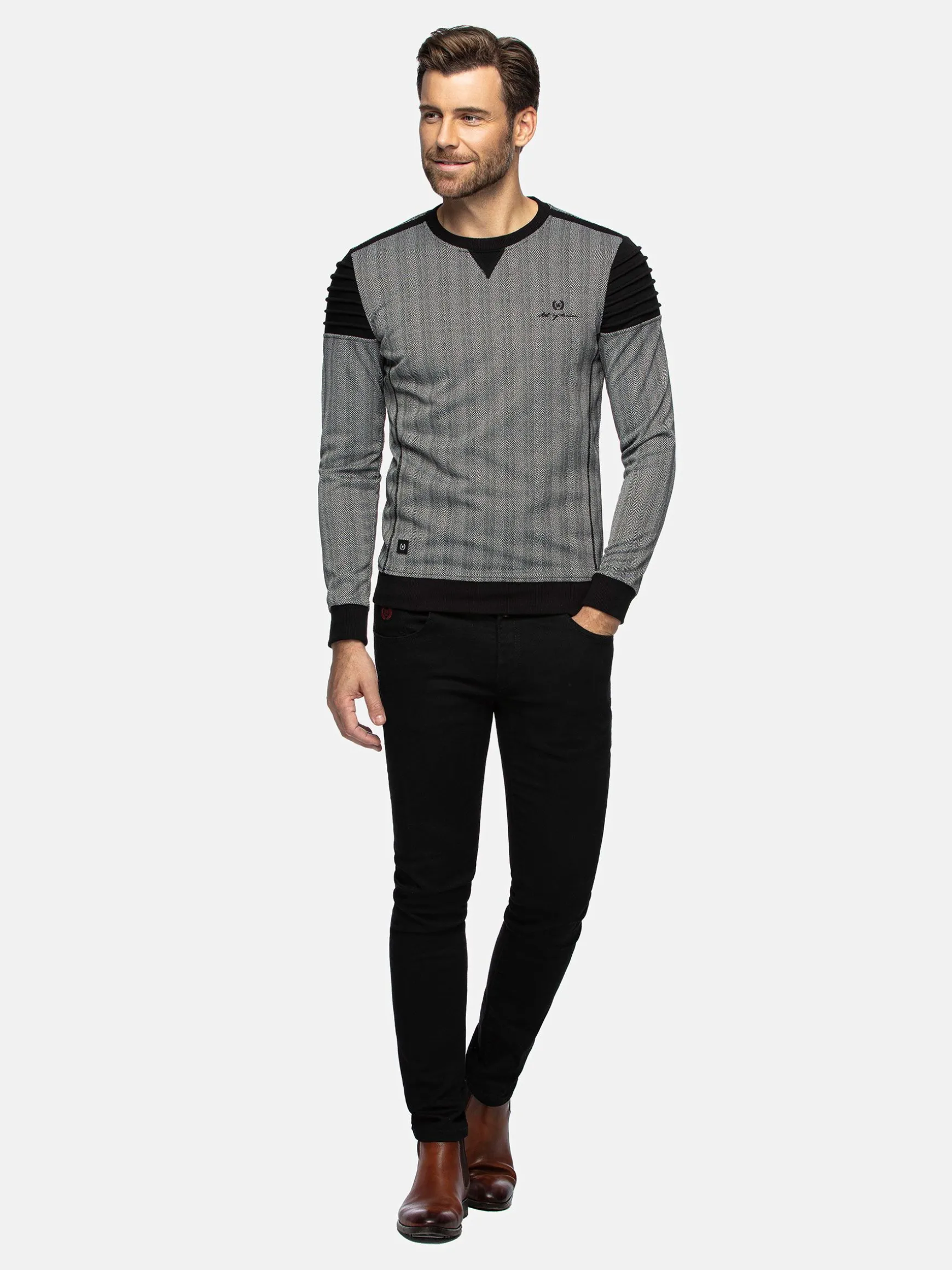 WAM DENIM Sweaters & Vesten*Zaire Crew Neck Grey Sweater